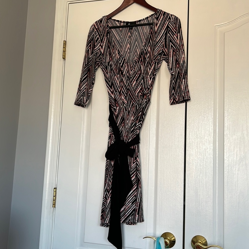 AB Studio Faux Wrap Zig-Zag Dress